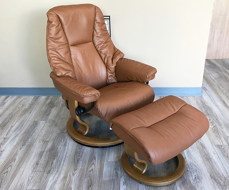 Stressless Live Paloma Copper Leather  Recliner and Ottoman