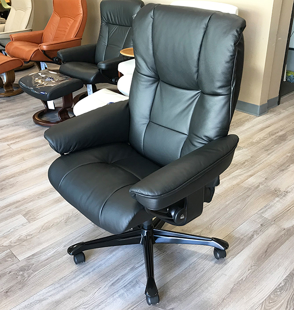 Stressless Mayfair Office Desk Chair Recliner in Paloma Black Leather by Ekornes