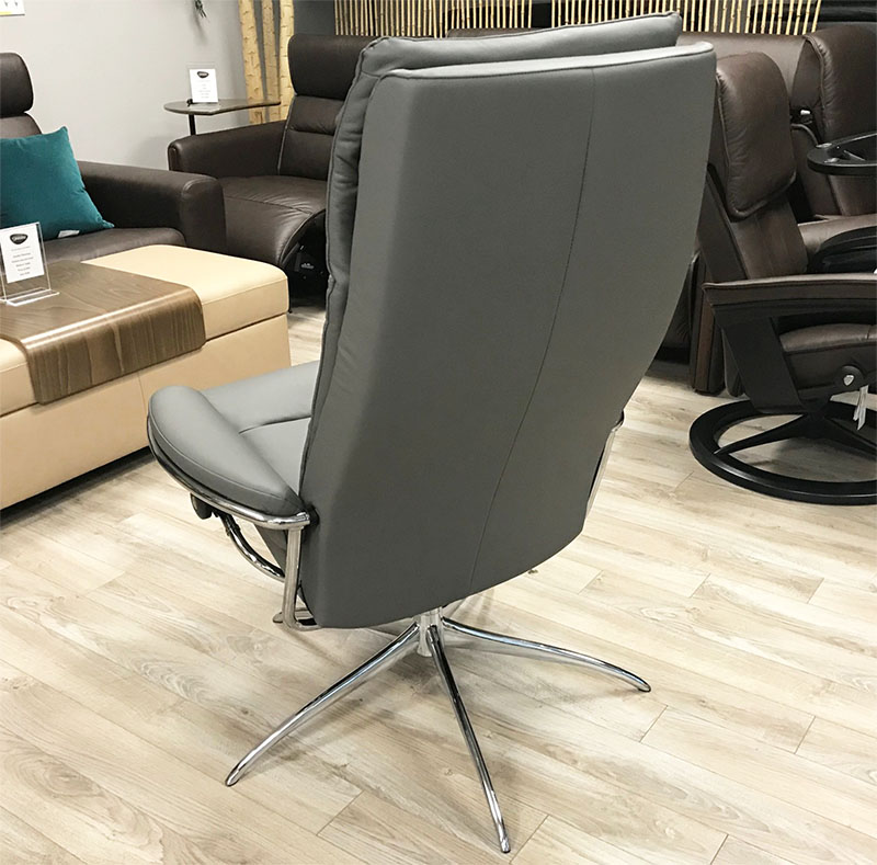 Stressless Tokyo High Back Recliner Chair in Paloma Metal Grey Leather