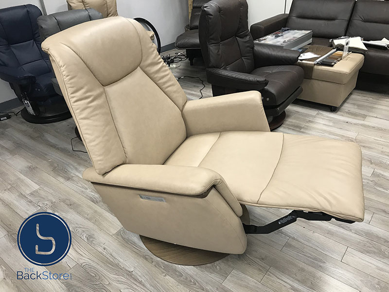 Stressless Max Power Recliner Swivel Relaxer Chair in Paloma Sand Leather by Ekornes