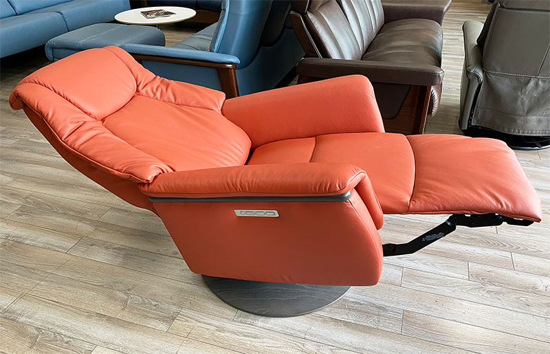 Stressless Max Power Recliner Swivel Relaxer Chair in Paloma Henna Leather by Ekornes