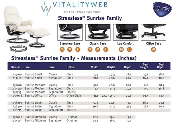 Stressless Sunrise Family Recliner Chair Dimensions from Ekornes