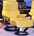 Stressless Large Spirit Classic Mustard Leather Recliner Chair and Ottoman