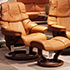 Stressless Tampa Small Reno Royalin TigerEye Leather Recliner Chair and Ottoman