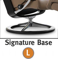Stressless Reno Large Signature Steel and Wood Base Recliner Chair and Ottoman