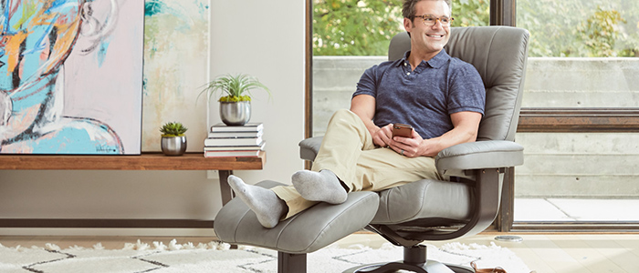 Fjords Manjana Leather Recliner Chair and Ottoman