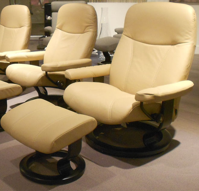 Stressless Ambassador Large Consul Batick Latte Leather Chair by Ekornes