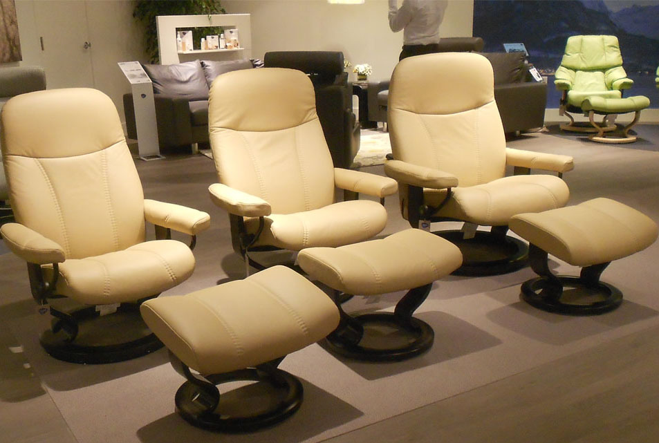 Stressless Ambassador Large Consul Batick Latte Leather Chair by Ekornes