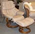 Stressless Tampa Small Reno Recliner and Ottoman - Paloma Sand Leather by Ekornes
