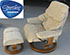 Stressless Vegas Large Recliner and Ottoman - Oasis Khaki Fabric by Ekornes
