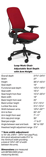 Steelcase Leap Plus Dimensions