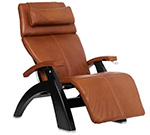 Cognac Premium Leather with Matte Black Wood Base Series 2 Classic Human Touch PC-420 PC-600 PC-610 Perfect Chair Recliner by Human Touch