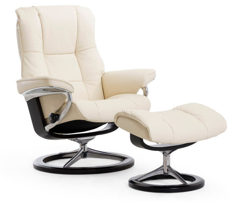 Stressless Mayfair Signature Base Paloma Vanilla 09414 Leather Recliner Chair by Ekornes