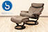 Stressless Magic Medium Paloma Rock Leather Recliner Chair and Ottoman
