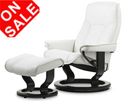Stressless Classic Base Recliner Chair and Ottoman Stressless