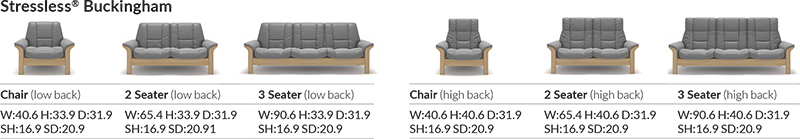 Stressless Buckingham Sofa Loveseat and Chair Dimensions by Ekornes