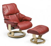 Stressless Vegas Recliner Chair and Ottoman by Contemporary Ekornes Furniture