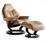 Stressless Voyager Recliner Chair and Ottoman by Contemporary Ekornes Furniture