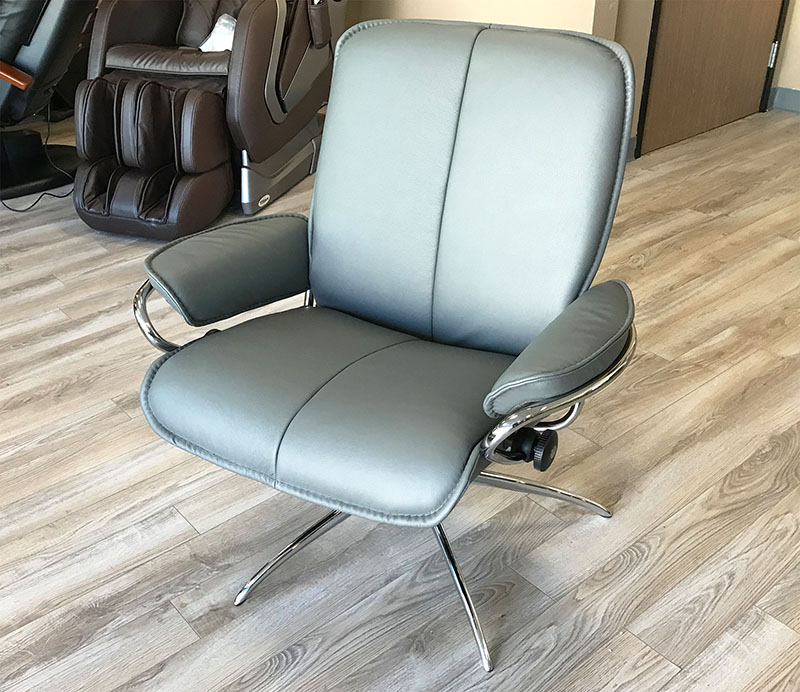 Stressless City Low Back Recliner Chair Batick Grey Leather by Ekornes