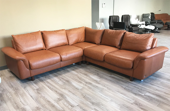 Stressless E300 5 Seat Sectional Sofa with LongSeat in Royalin TigerEye Leather