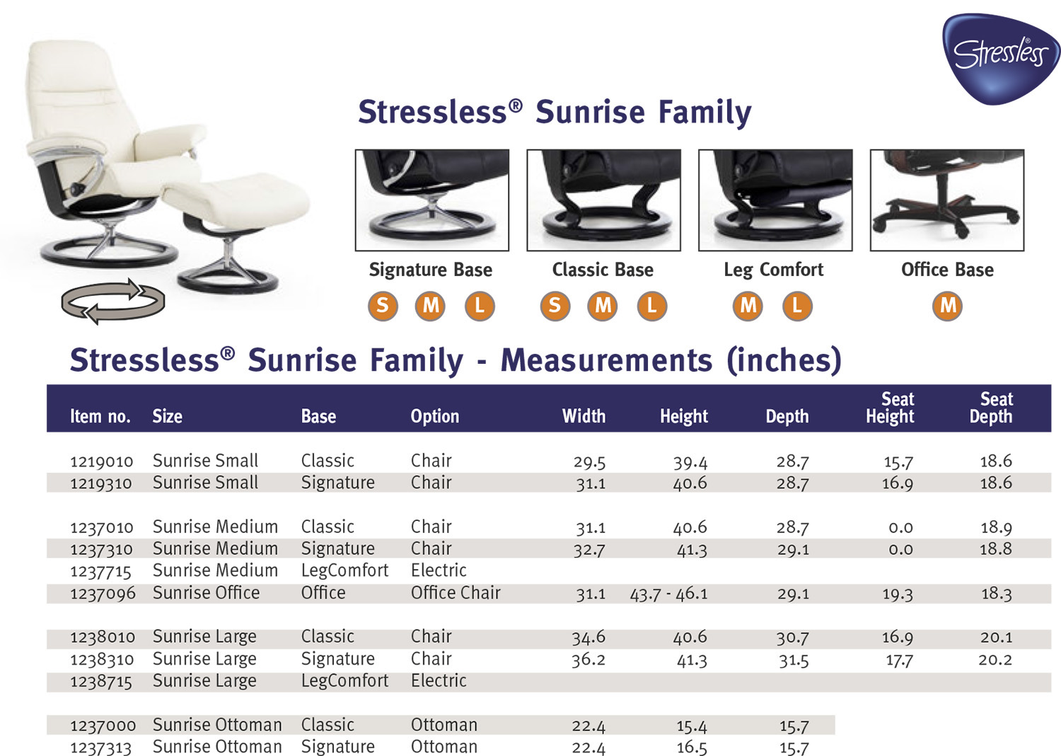 Stressless sunrise deals signature l