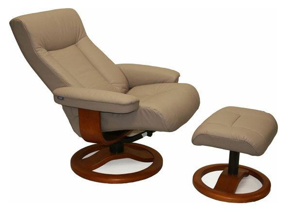 Sandel Leather Fjords ScanSit 110 Recliner Chair and Ottoman 