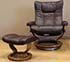 Stressless Wing Paloma Chocolate Leather Recliner Chair and Ottoman