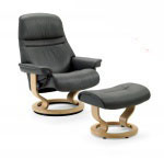 Stressless Sunrise Recliner Chair and Ottoman by Norwegian Ekornes Furniture