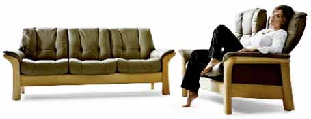 Stressless® Windsor Low Back Sofa (Medium), LoveSeat, Chair and Ottoman