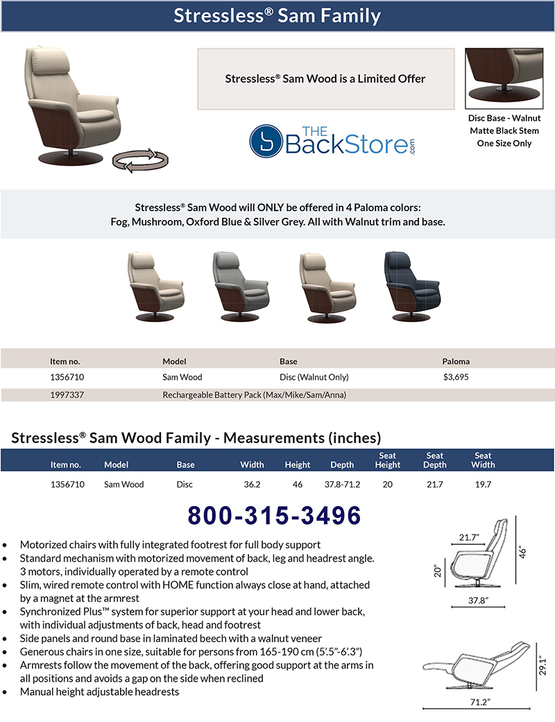 Stressless Sam Wood Swivel Leather Recliner Chair